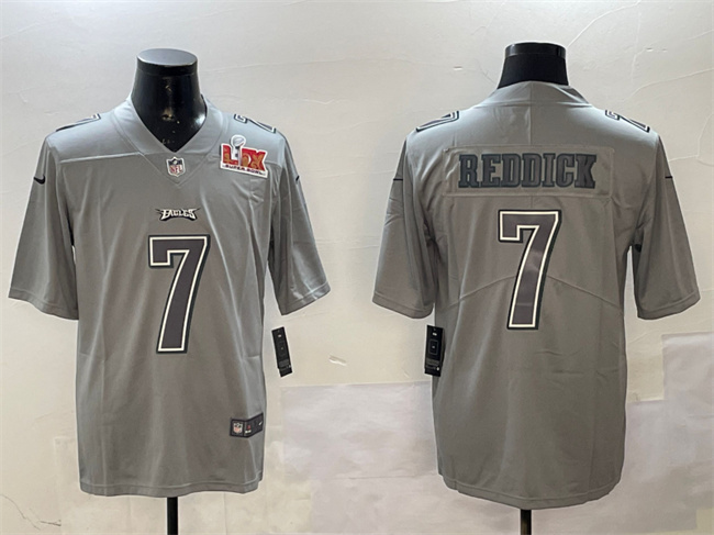 Men's Grey Philadelphia Eagles #7 Haason Reddick 2025 Super Bowl LIX Patch Atmosphere Fashion Vapor Untouchable Limited Stitched Football Jersey